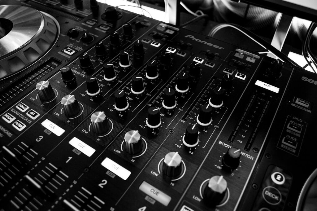 mixer, table, music, sound, audio, mixing panel, dj, turn, turntable, mix, mixing board, audio equipment, monochrome, black and white, music, music, music, music, music